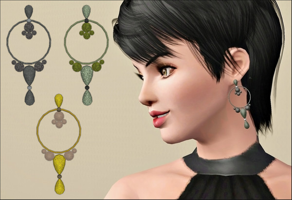 Sims 3 — Earrings ~ Rina [Teen - Elder] by Tomislaw — New Mesh - 4 recolorable areas - all LODs are reduced in polycounts