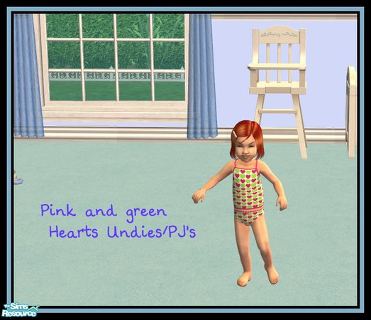 Sims 2 — Hearts pj\'s/underwear - pink and green by sinful_aussie — Toddler singlket and knickers