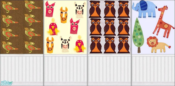 Sims 2 — Felt Animal Wall Set by lifedancer2 — Enjoy these cute animal walls! 
