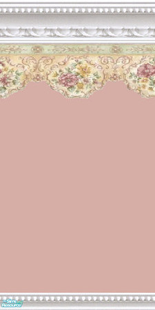Sims 2 — jsf2WMBRDuskyPinkBorder by jsf — White marble beaded mouldings hold dusky pink paint and a wallpaper border of