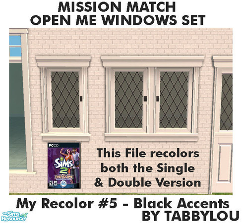 Sims 2 — Tl - MM OpenMeWindows Recolor05BlkWd by TabbyLou — My Recolor #5 Wood with Black accents in Recolor of Maxis