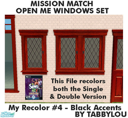 Sims 2 — Tl - MM OpenMeWindows Recolor04Wd by TabbyLou — My Recolor #4 Wood with Black accents in Recolor of Maxis Open