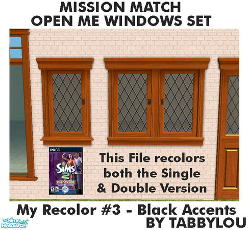 Sims 2 — Tl - MM OpenMeWindows Recolor03Wd by TabbyLou — My Recolor #3 Wood with Black accents in Recolor of Maxis Open