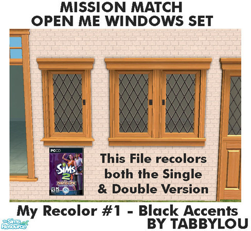 Sims 2 — Tl - MM OpenMeWindows Recolor01Wd by TabbyLou — My Recolor #1 Wood with Black accents in Recolor of Maxis Open