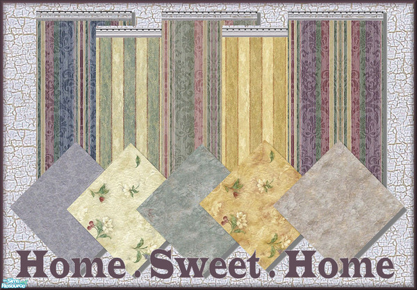Sims 2 — Home Sweet Home Walls & Carpet by galilea — Five wallpapers with carpeting to match. Lovely muted pastels