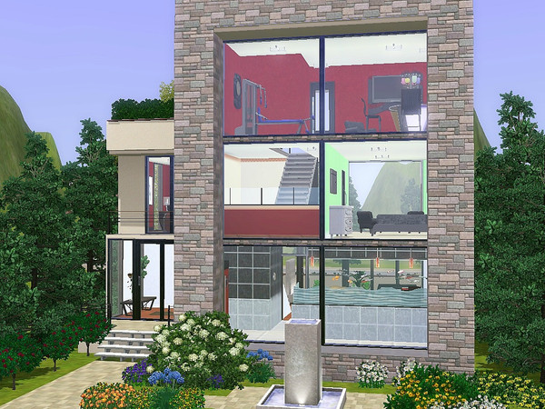 Sims 3 — California by lopezino — This is a tall, modern home for a couple sims to hang out and party in. Also good for a