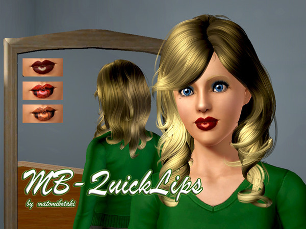 Sims 3 — MB-QuickLips by matomibotaki — New lipstick with 3 recolorable areas, from youung adult to elder, by
