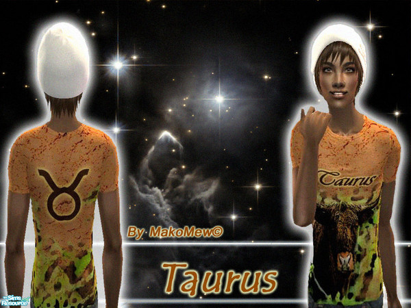 Sims 2 — Taurus by makomew — T-shirt inspired by the sign of Taurus. Availabe as everyday for adult males. Hope you like