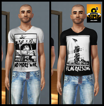 Sims 3 — War Set by Doggxxx — o2disegno - War ser T-Shirts - The titles No more war and Flag Raising are Recolorable and