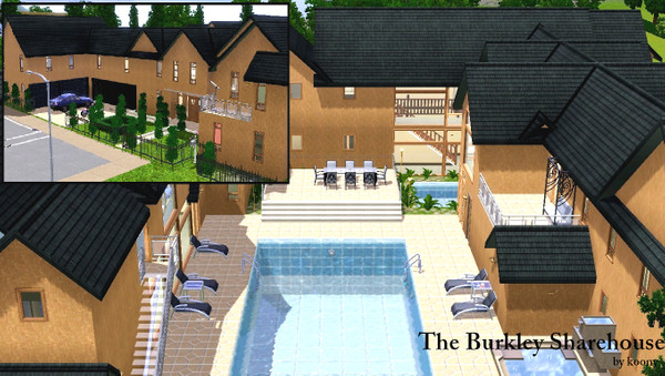 Sims 3 — The Burkley Sharehouse by koony2 — The Burkley Sharehouse For those young adults who've just moved out for the