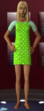 Sims 2 — Teen Polka Dot Night Gowns - Green  by lifedancer2 — Enjoy!