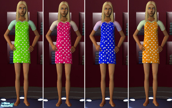 Sims 2 — Teen Polka Dot Night Gowns by lifedancer2 — Enjoy!