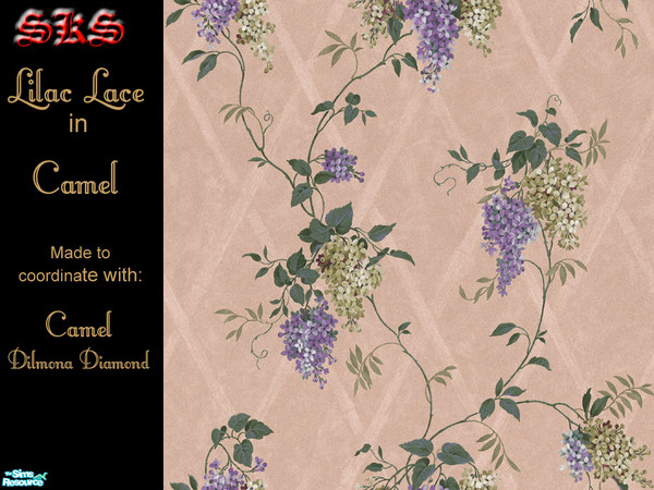 Sims 2 — Lilac Lace - Camel by 71robert13 — Delicate vines carry an abundance of lilac blossoms up a bamboo lattice base.