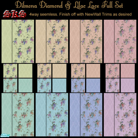 Sims 2 — Lilacs & Diamonds full set by 71robert13 — Compleate coordinate set of Dimona Diamond & Lilac Lace.