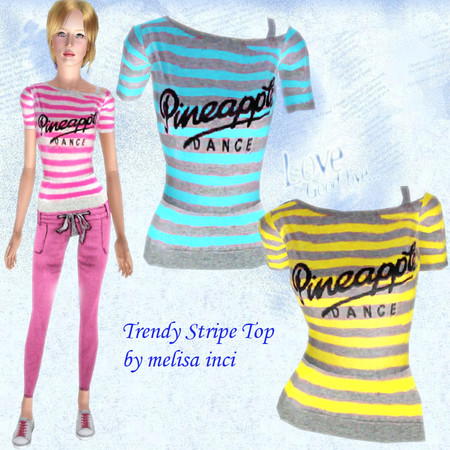 Sims 3 — Trendy stripe Top by melisa_inci — Trendy stripe Top by melisa inci Everyday-Sleepwear-Athletic One Recolorable