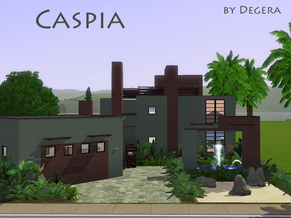 Sims 3 — Caspia by Degera — The Caspia is an ultra modern home with a tropical feel, featuring four bedrooms, four full