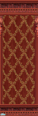 Sims 2 — jsf2 ENKER Trellis by jsf — Red and gold leaf trellis pattern make up this wallpaper with ENKE redwood moldings
