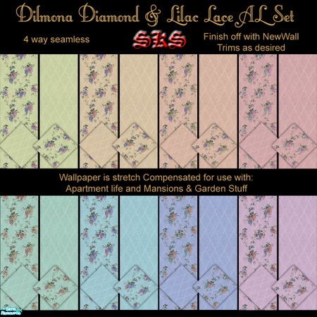 Sims 2 — Lilacs & Diamonds Complete AL Set by 71robert13 — Compleate coordinate set of Dimona Diamond & Lilac