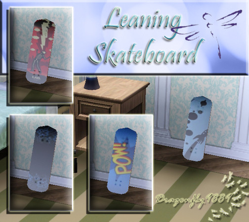 Sims 3 — Leaning Skateboard by DragonFly9889 — A nice skateboard leaned against the wall. It's a perfect decoration for a