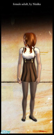 Sims 2 — Suspender Dresses - 4 by Ninika — A brown and white suspender dress. Shows up under everyday :)
