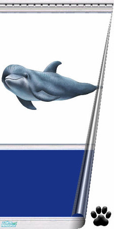 Sims 2 — Dolphin Cove - Walls & Floors - Big Dolphin & Dk Blue Wall by MinnieMinPin — 