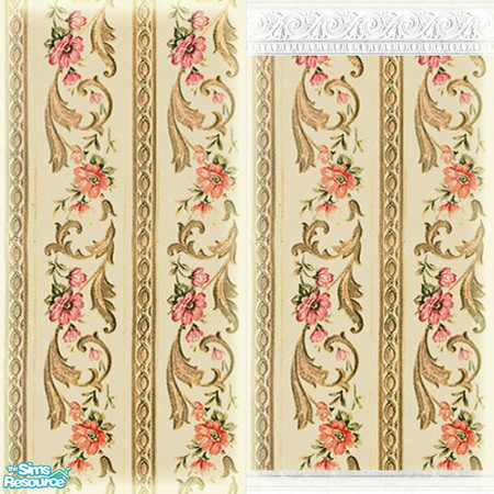 Sims 2 — Floral Wallpaper by foxysensei — Pink floral wallpaper. Quite countryside-feel, elegant and feminine.
