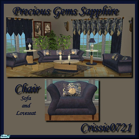Sims 2 — Precious Gems - Sapphire Chair by Crissie0721 — Since the chair is the master file, it also recolors the sofa