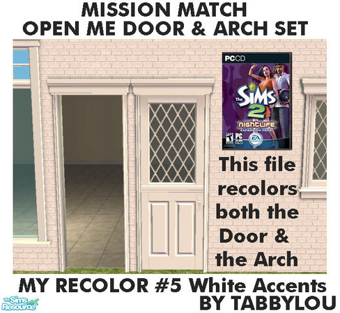 Sims 2 — TL - MM OpenMeDoor+Arch Recolor05WhWd by TabbyLou — My Recolor #5 Wood with White accents in Recolor of Open Me