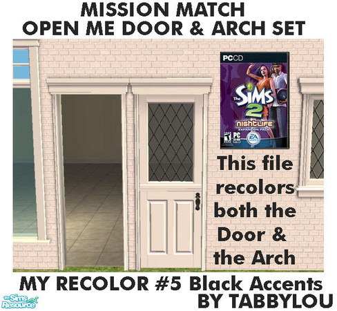 Sims 2 — TL - MM OpenMeDoor+Arch Recolor05BlkWd by TabbyLou — My Recolor #5 Wood with Black accents in Recolor of Open Me