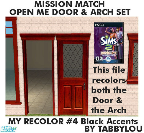 Sims 2 — TL - MM OpenMeDoor+Arch Recolor04Wd by TabbyLou — My Recolor #4 Wood with Black accents in Recolor of Open Me