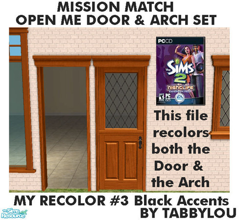 Sims 2 — TL - MM OpenMeDoor+Arch Recolor03Wd by TabbyLou — My Recolor #3 Wood with Black accents in Recolor of Open Me