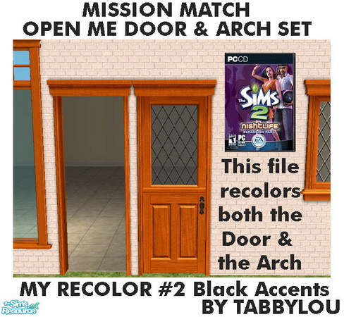 Sims 2 — TL - MM OpenMeDoor+Arch Recolor02Wd by TabbyLou — My Recolor #2 Wood with Black accents in Recolor of Open Me