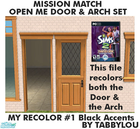 Sims 2 — TL - MM OpenMeDoor+Arch Recolor01Wd by TabbyLou — My Recolor #1 Wood with Black accents in Recolor of Open Me