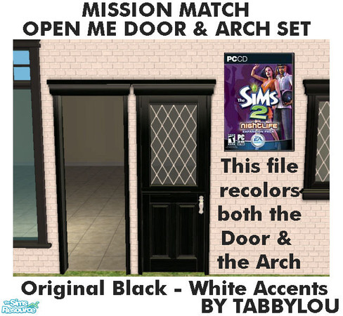 Sims 2 — TL - MM OpenMeDoor+Arch OrigBlackWhWd by TabbyLou — Maxis Original Black Wood with White accents in Recolor of