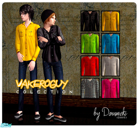 Sims 2 — Vakero Guy [ C o l l e c t i o n ] by doumeki — Formal shirt informal jeans, a good combination to chic boys.