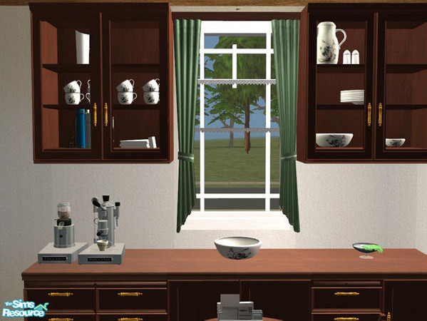 Sims 2 — PB Kitchen Recolors brown - Curtain green fabric by ShinoKCR — 