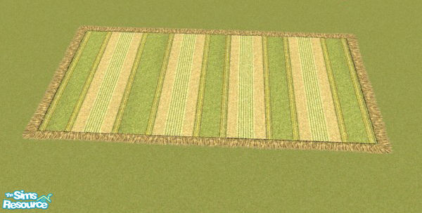 Sims 2 — Basic Bedroom Textiles - Green Stripe - Rug by elanorbreton — Green stripe rug with fringe as part of my basic