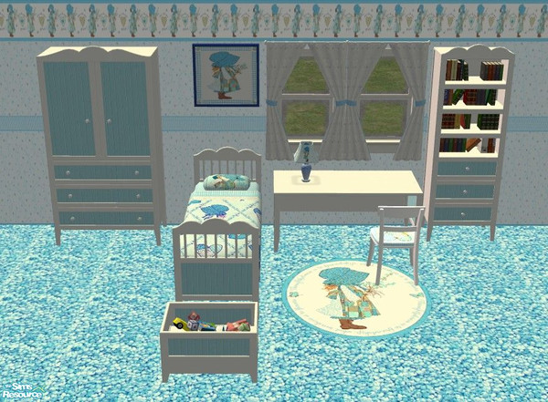 Sims 2 — Holly Hobbie Girls Room by Riverwillows — A sweet little bedroom, with vintage Holly Hobbie in blues. Perfect