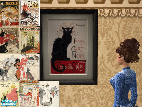 Sims 2 — Vintage Pictures by cinderellimouse — A set of 10 fabulous paintings by the artist Theophile Alexandre Steinlen.