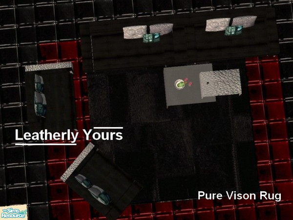 Sims 2 — Leatherly Yours -  Pure Furs Rug by kibanahnah — This is a black rug made in several furs . The size is 4x4.