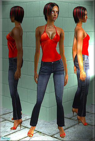 Sims 2 — Red top with blue jeans by killercsaj — by killercsaj