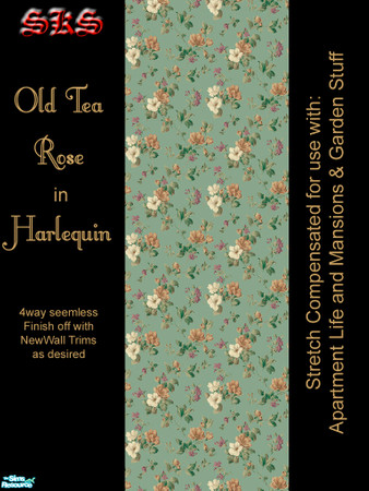Sims 2 — AL Old Tea Roses - Harlequin by 71robert13 — Let old-fashioned tea roses clamber up your walls. For use with