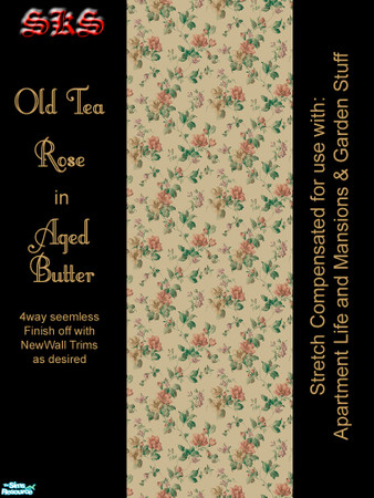 Sims 2 — AL Old Tea Roses - Aged Butter by 71robert13 — Let old-fashioned tea roses clamber up your walls. For use with