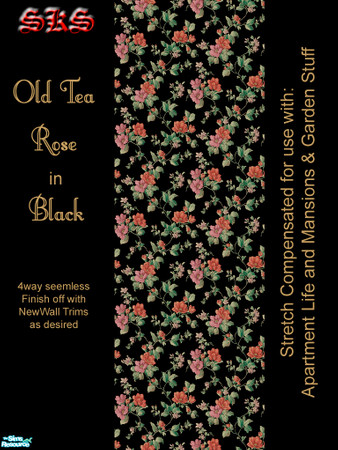 Sims 2 — AL Old Tea Roses - Black by 71robert13 — Let old-fashioned tea roses clamber up your walls. For use with