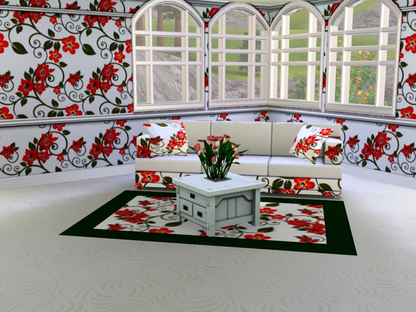 Sims 3 — marcorse_scarlet vine pattern by marcorse — A crisp bright floral pattern with clean lines, in shades of red and