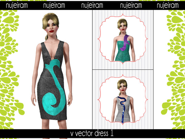 Sims 3 — V Vector Dress 3 by nujeiram — 