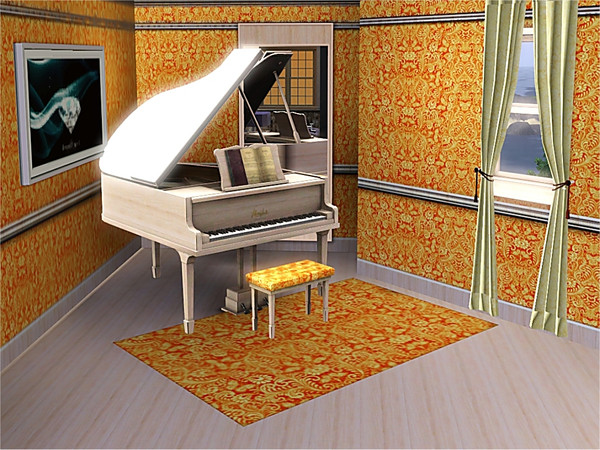 Sims 3 — marcorse_gold royale pattern by marcorse — An allover damask pattern in a rich, royal gold on a red base.
