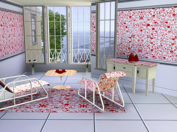 Sims 3 — marcorse_hearty flowers pattern by marcorse — A very busy, but quite clear, repeat pattern featuring red hearts