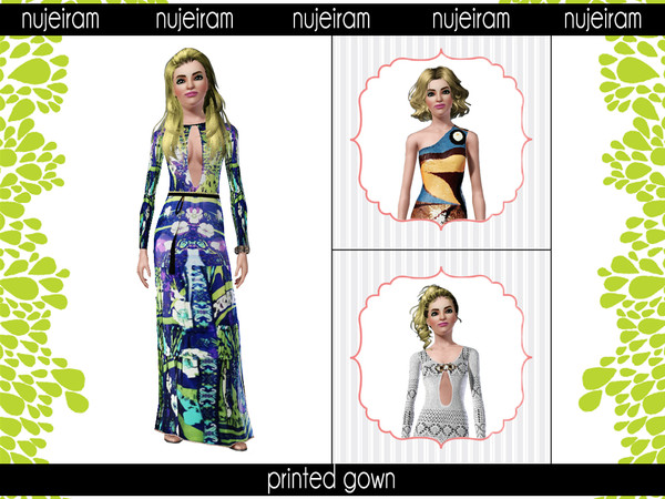 Sims 3 — EP Fall Printed Gown by nujeiram — 