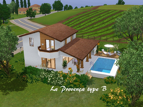 Sims 3 —  by philo — 3 bedrooms, 2 bathrooms and a separate toilet on the second floor, a swimming pool, an outdoor